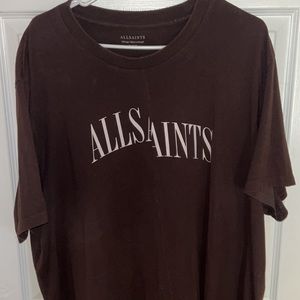 Brown XXL asymmetrical All Saints T-shirt